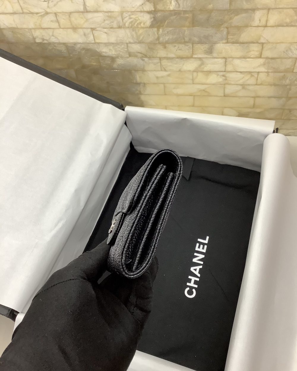 1:1 Replica Chanel CO-CO Classic Card Holder 11cm/4.4in Silver Hardware For Women Black AP0214 Y01480 C3906