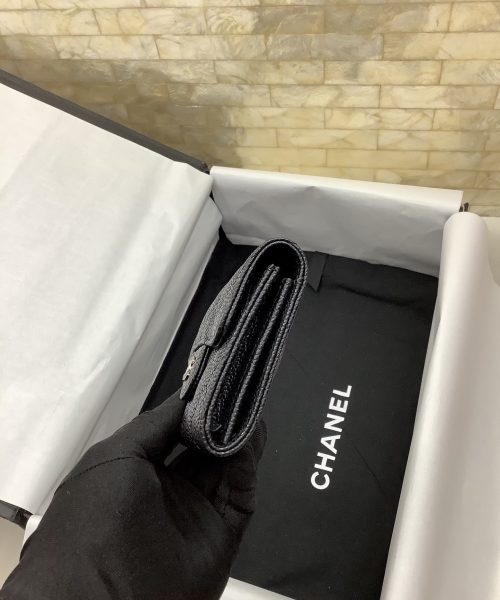 1:1 Replica Chanel CO-CO Classic Card Holder 11cm/4.4in Silver Hardware For Women Black AP0214 Y01480 C3906