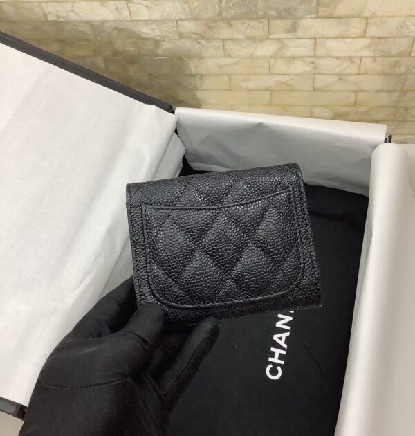 Chanel CO-CO Classic Card Holder 11cm/4.4in Silver Hardware For Women Black AP0214 Y01480 C3906