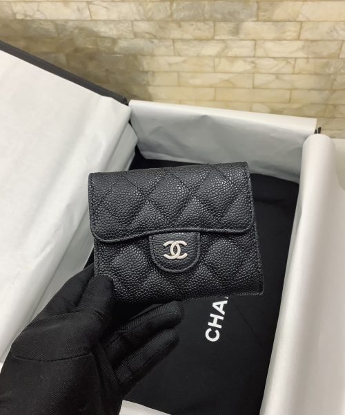 1:1 Replica Chanel CO-CO Classic Card Holder 11cm/4.4in Silver Hardware For Women Black AP0214 Y01480 C3906