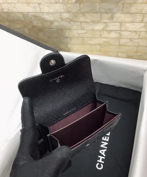 1:1 Replica Chanel CO-CO Classic Card Holder 11cm/4.4in Silver Hardware For Women Black AP0214 Y01480 C3906