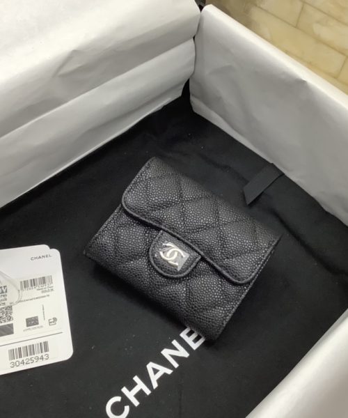 1:1 Replica Chanel CO-CO Classic Card Holder 11cm/4.4in Silver Hardware For Women Black AP0214 Y01480 C3906