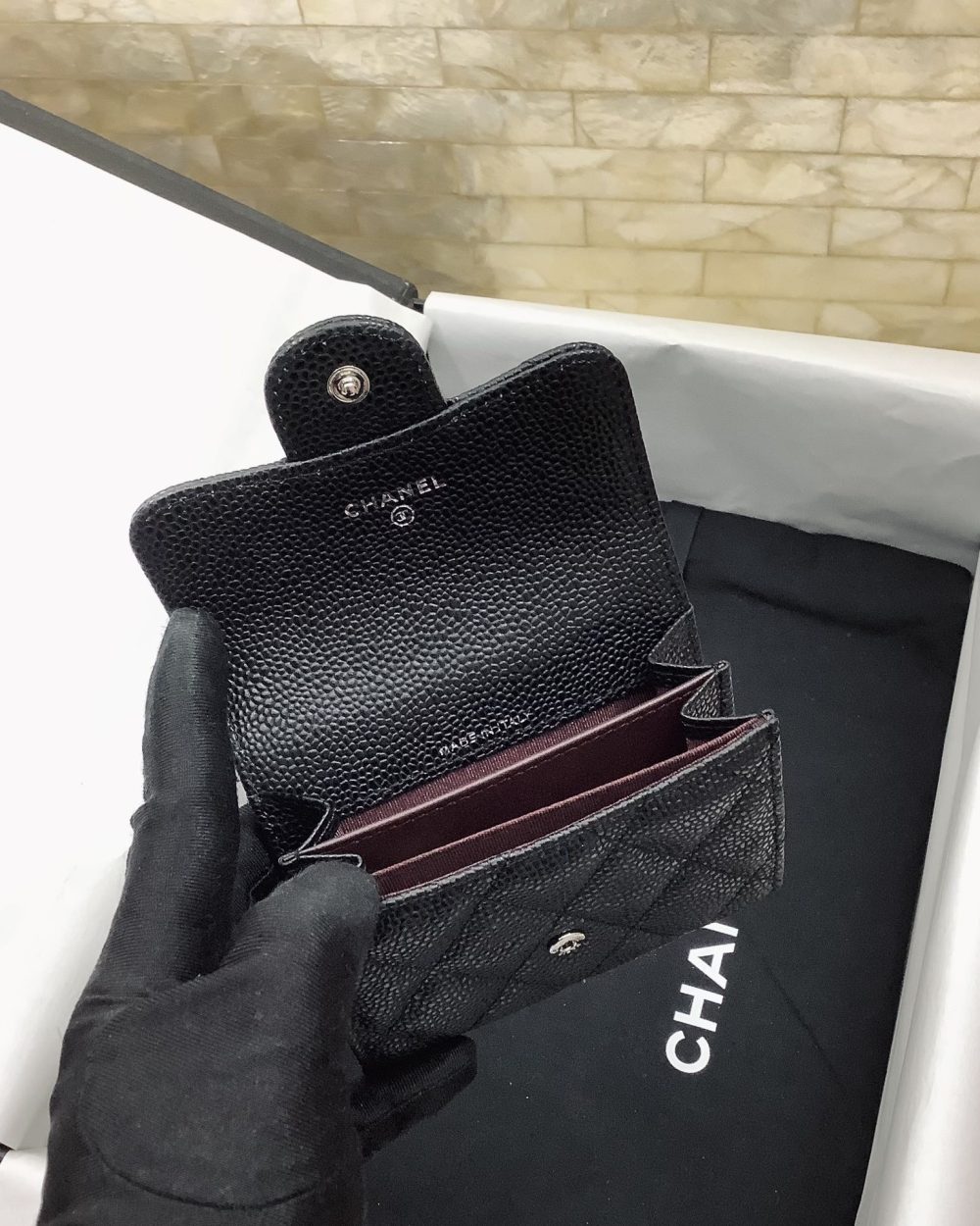 1:1 Replica Chanel CO-CO Classic Card Holder 11cm/4.4in Silver Hardware For Women Black AP0214 Y01480 C3906