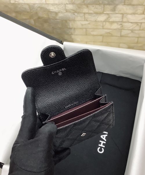 1:1 Replica Chanel CO-CO Classic Card Holder 11cm/4.4in Silver Hardware For Women Black AP0214 Y01480 C3906