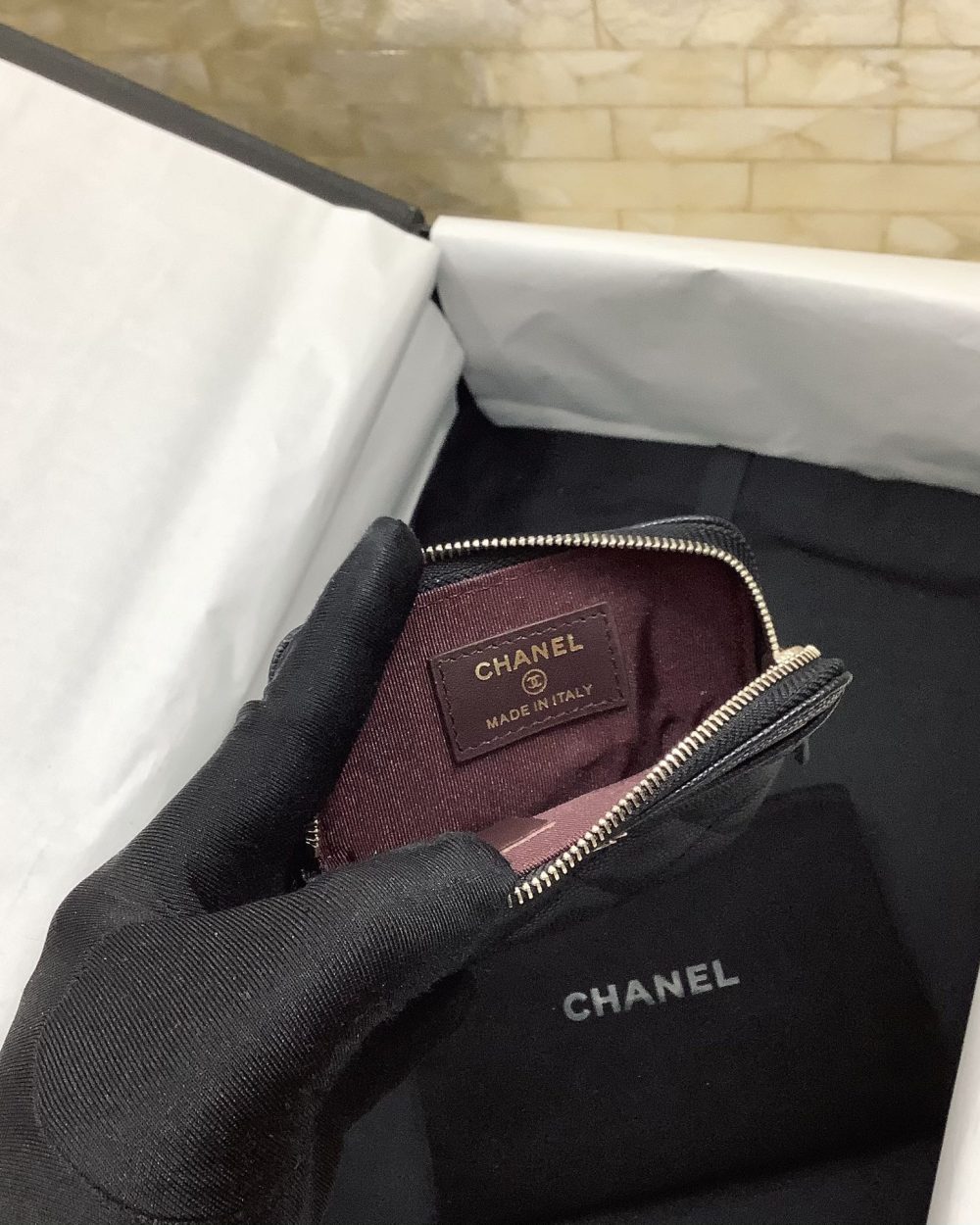 1:1 Replica Chanel CO-CO Classic Card Holder 19cm/7.5in Gold Hardware For Women Black