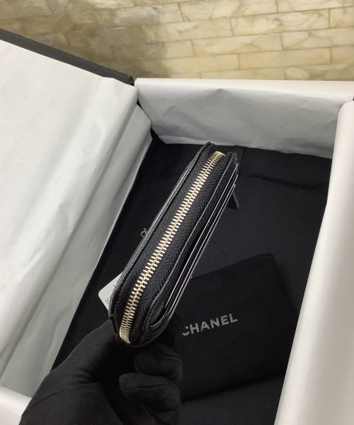 1:1 Replica Chanel CO-CO Classic Card Holder 19cm/7.5in Gold Hardware For Women Black