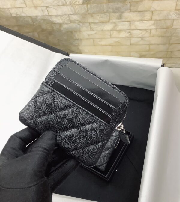 Chanel CO-CO Classic Card Holder 19cm/7.5in Silver Hardware For Women Black