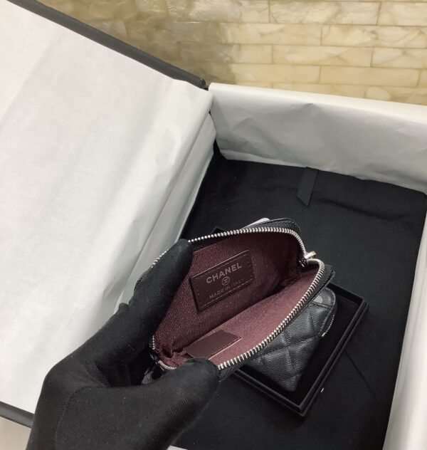 Chanel CO-CO Classic Card Holder 19cm/7.5in Silver Hardware For Women Black