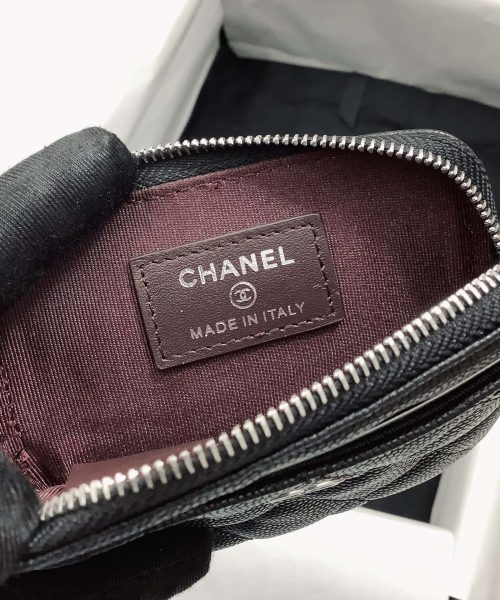 1:1 Replica Chanel CO-CO Classic Card Holder 19cm/7.5in Silver Hardware For Women Black