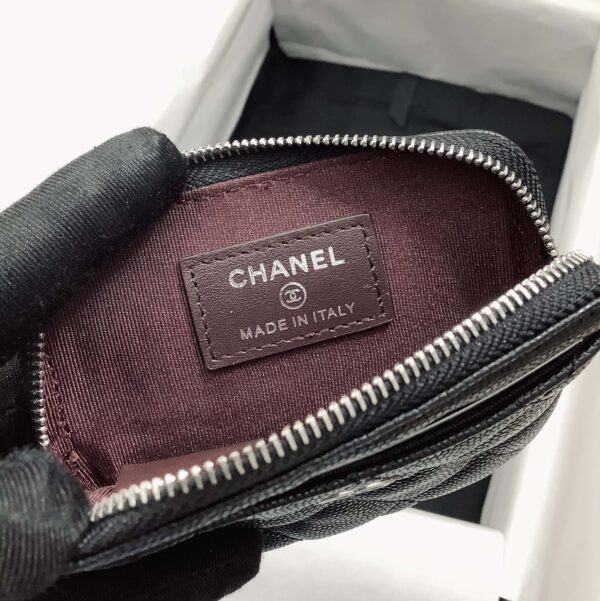 Chanel CO-CO Classic Card Holder 19cm/7.5in Silver Hardware For Women Black