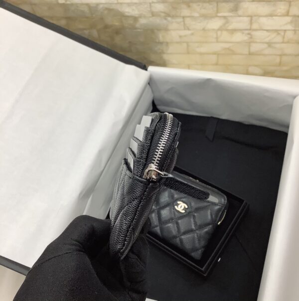 Chanel CO-CO Classic Card Holder 19cm/7.5in Silver Hardware For Women Black