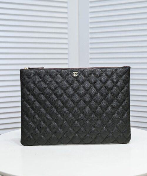 Chanel CO-CO Classic Pouch 27cm/10.6in Gold Toned Hardware For Women Black A82545 Y04059 C3906