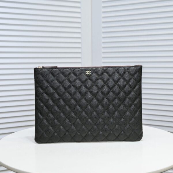 Chanel CO-CO Classic Pouch 27cm/10.6in Gold Toned Hardware For Women Black A82545 Y04059 C3906