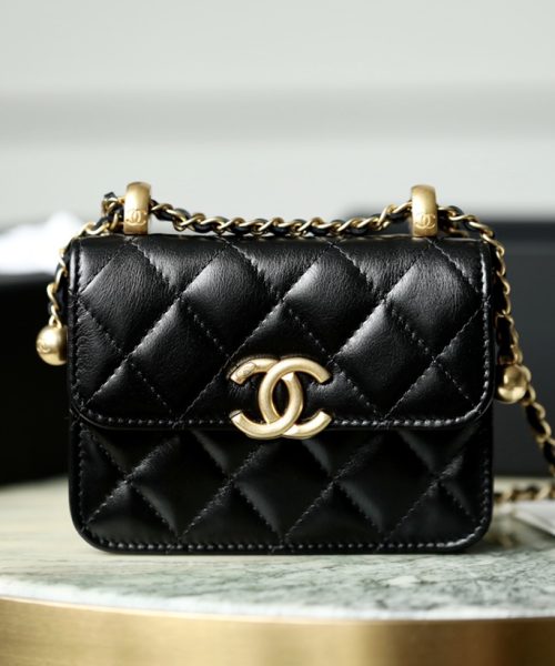 1:1 Replica Chanel CO-CO Clutch With Chain 9.5cm/3.7in Gold Toned Hardware For Women Black