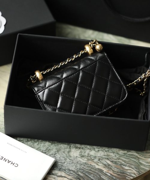 1:1 Replica Chanel CO-CO Clutch With Chain 9.5cm/3.7in Gold Toned Hardware For Women Black