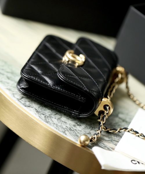 1:1 Replica Chanel CO-CO Clutch With Chain 9.5cm/3.7in Gold Toned Hardware For Women Black