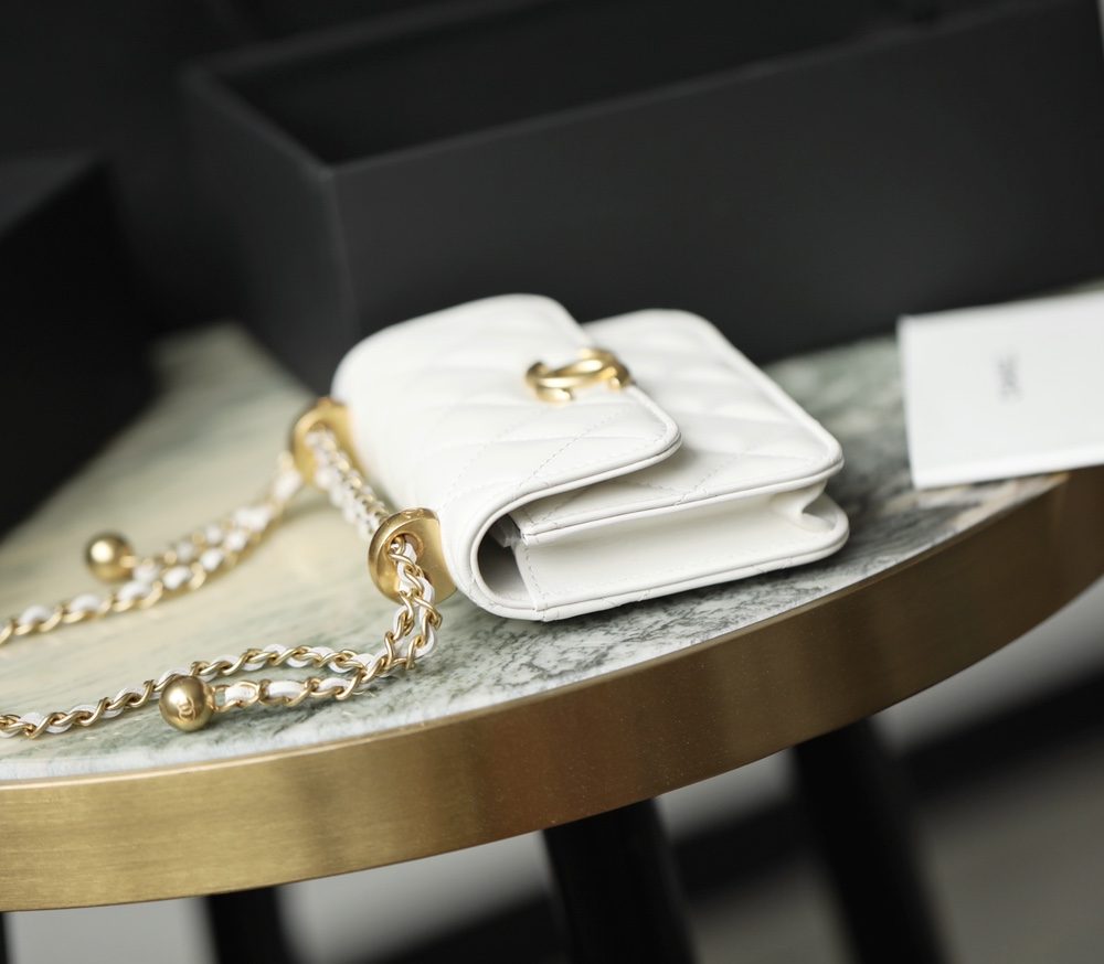 1:1 Replica Chanel CO-CO Clutch With Chain 9.5cm/3.7in Gold Toned Hardware For Women White