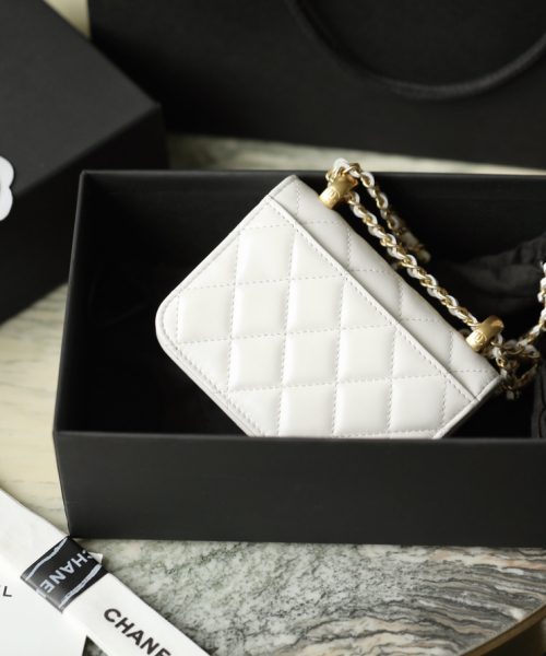 1:1 Replica Chanel CO-CO Clutch With Chain 9.5cm/3.7in Gold Toned Hardware For Women White