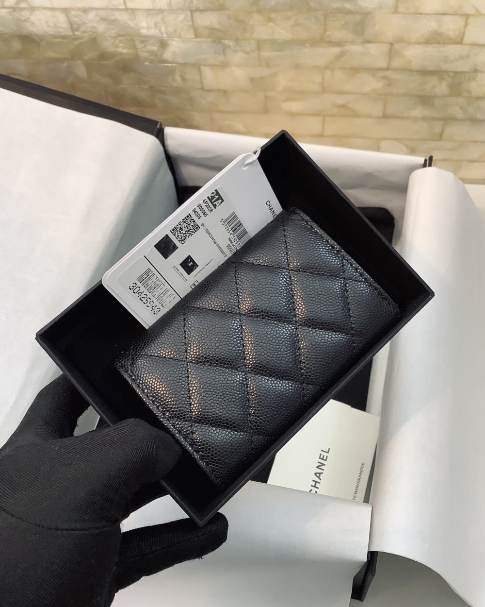 1:1 Replica Chanel CO-CO Flap Card Holder 11cm/4.3in Gold Hardware For Women Black