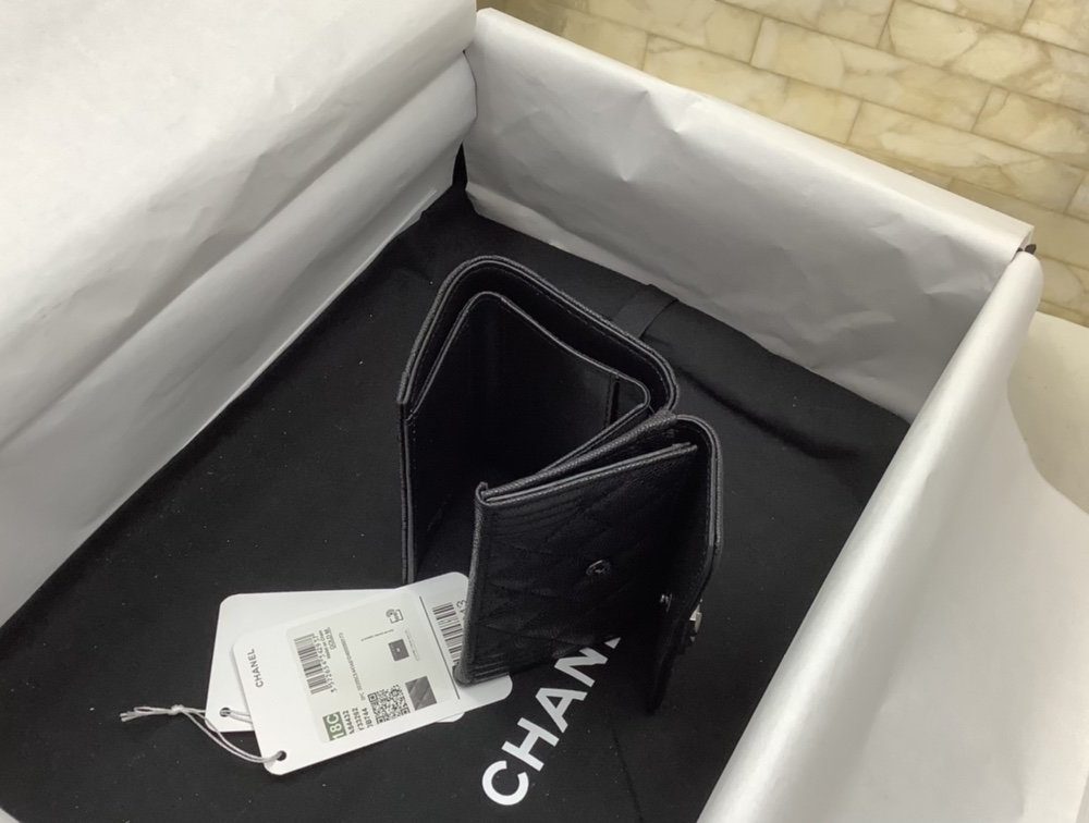 1:1 Replica Chanel CO-CO Flap Card Holder Wallet 10.5cm/4.1in Silver Hardware For Women Black