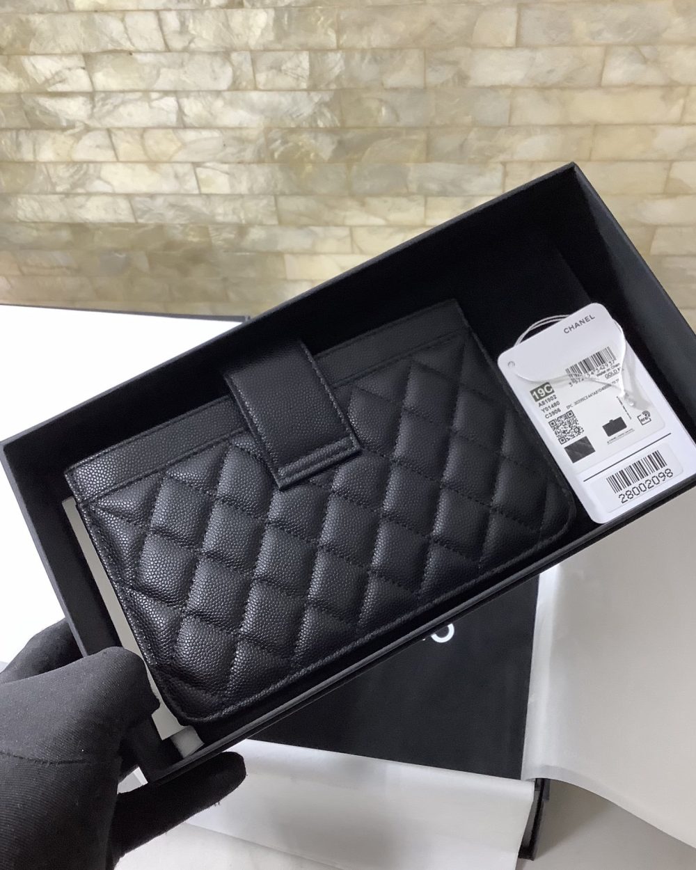 1:1 Replica Chanel CO-CO Flap Pouch Wallet 19cm/7.2in Silver Hardware For Women Black