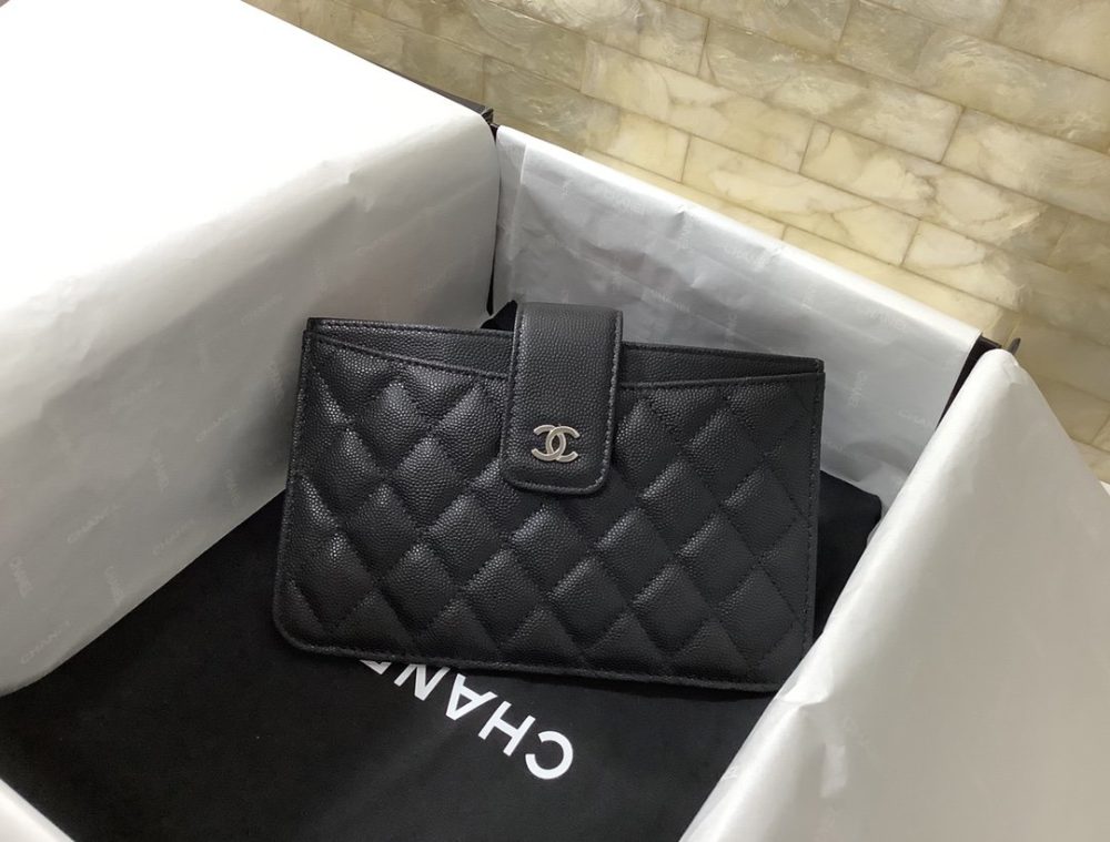 1:1 Replica Chanel CO-CO Flap Pouch Wallet 19cm/7.2in Silver Hardware For Women Black - Image 2