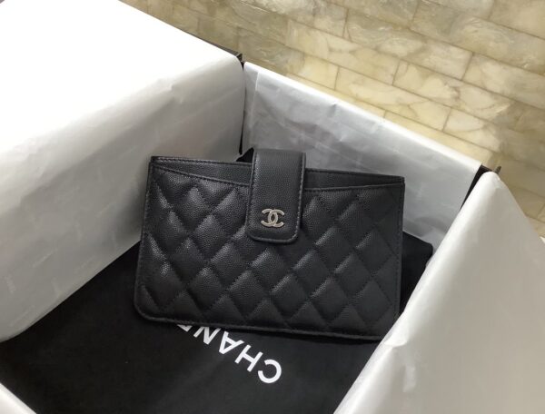 Chanel CO-CO Flap Pouch Wallet 19cm/7.2in Silver Hardware For Women Black