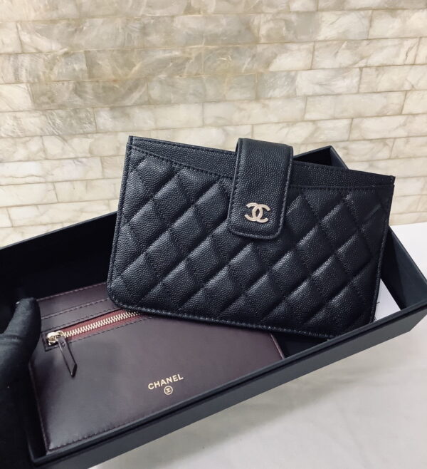 Chanel CO-CO Flap Pouch Wallet 19cm/7.2in Silver Hardware For Women Black