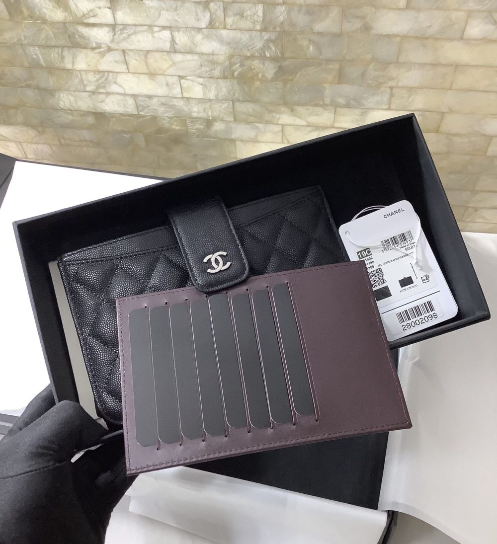 1:1 Replica Chanel CO-CO Flap Pouch Wallet 19cm/7.2in Silver Hardware For Women Black - Image 5