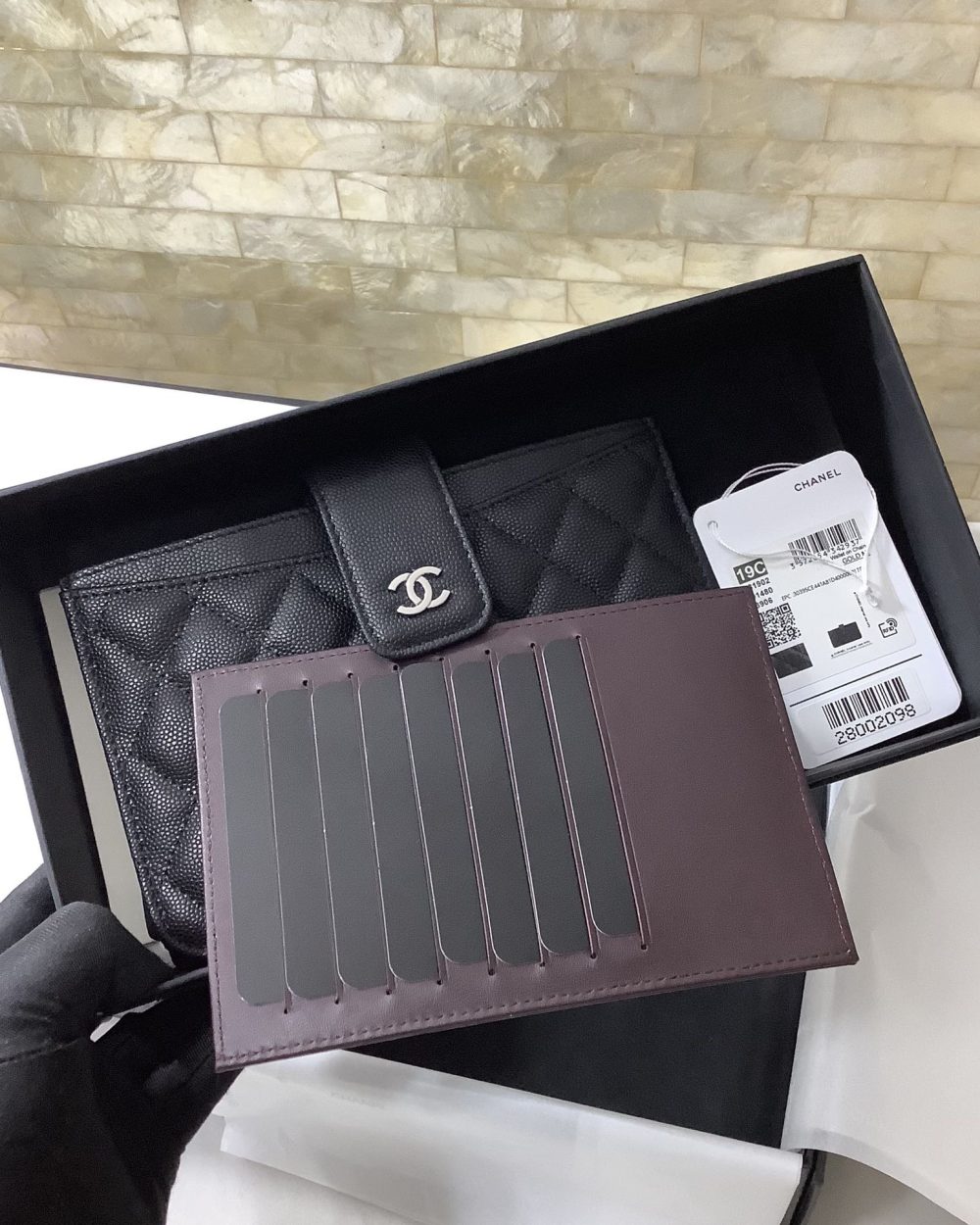 1:1 Replica Chanel CO-CO Flap Pouch Wallet 19cm/7.2in Silver Hardware For Women Black