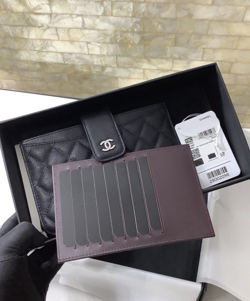 1:1 Replica Chanel CO-CO Flap Pouch Wallet 19cm/7.2in Silver Hardware For Women Black