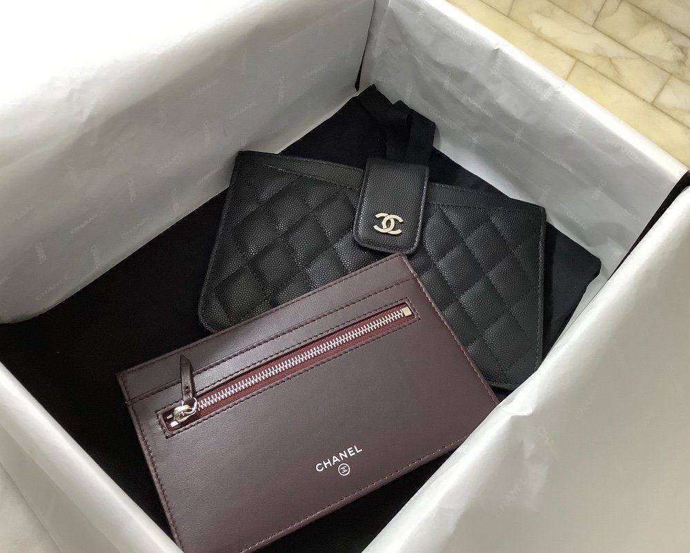 1:1 Replica Chanel CO-CO Flap Pouch Wallet 19cm/7.2in Silver Hardware For Women Black