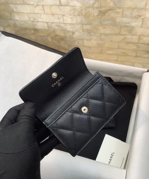 1:1 Replica Chanel CO-CO Flap Wallet 11cm/4.4in Gold Toned Hardware For Women Black