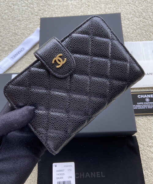 Chanel CO-CO Flap Wallet 15cm/5.9in Gold Hardware For Women Black