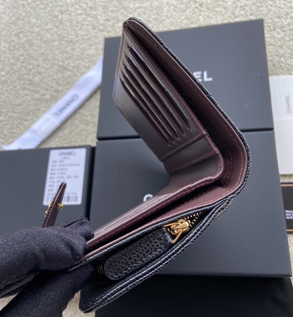1:1 Replica Chanel CO-CO Flap Wallet 15cm/5.9in Gold Hardware For Women Black