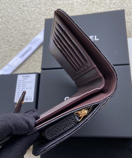 1:1 Replica Chanel CO-CO Flap Wallet 15cm/5.9in Gold Hardware For Women Black