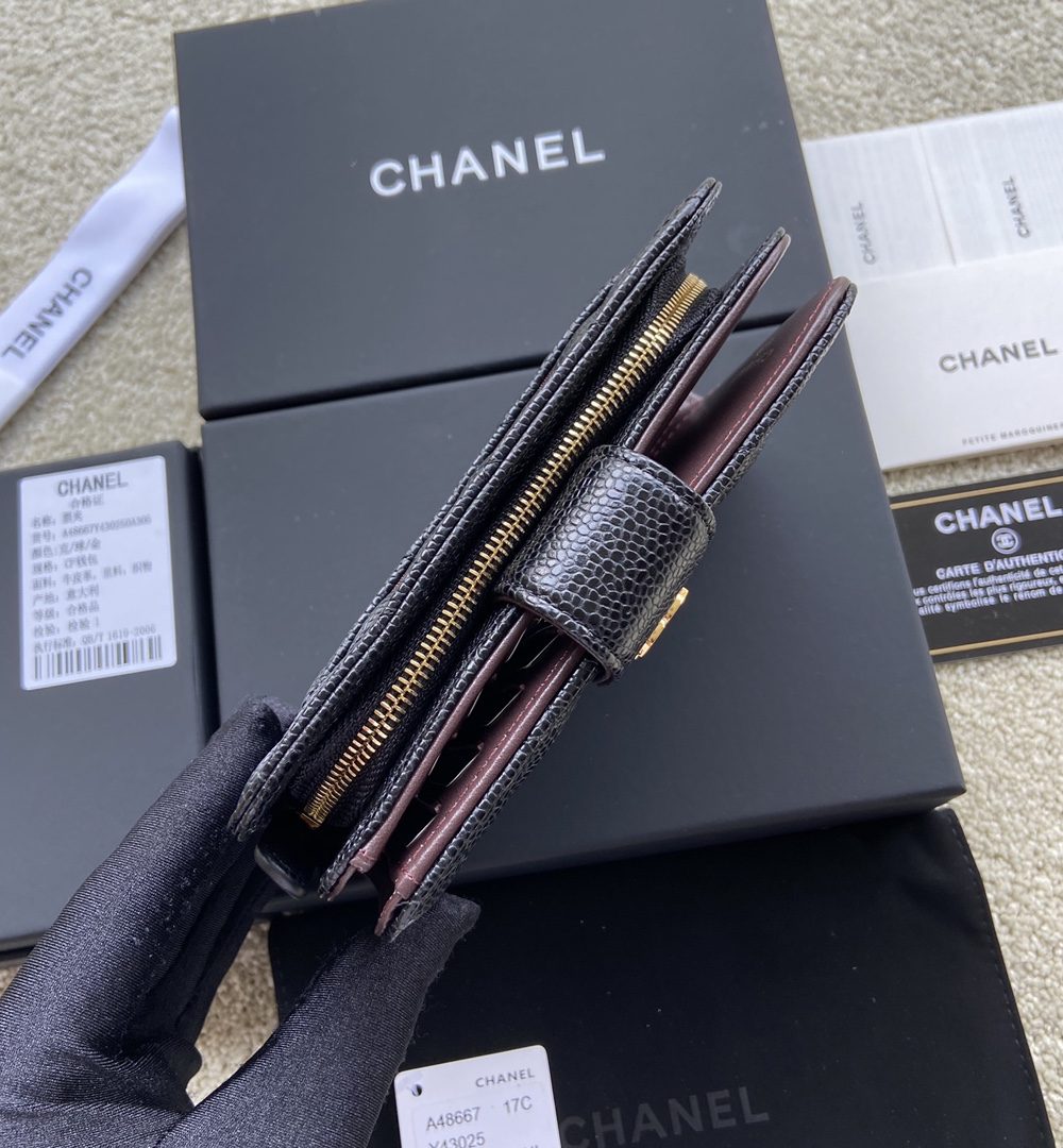 1:1 Replica Chanel CO-CO Flap Wallet 15cm/5.9in Gold Hardware For Women Black