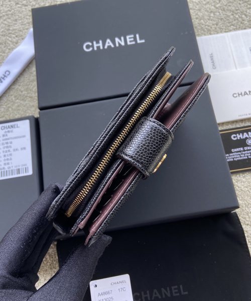 1:1 Replica Chanel CO-CO Flap Wallet 15cm/5.9in Gold Hardware For Women Black