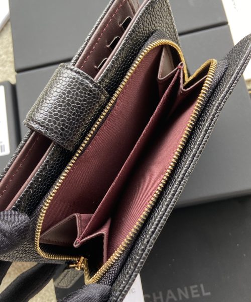 1:1 Replica Chanel CO-CO Flap Wallet 15cm/5.9in Gold Hardware For Women Black