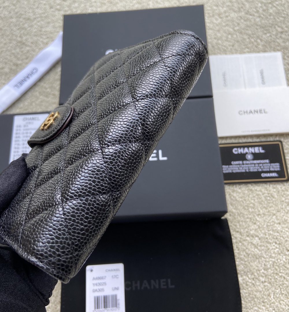 1:1 Replica Chanel CO-CO Flap Wallet 15cm/5.9in Gold Hardware For Women Black