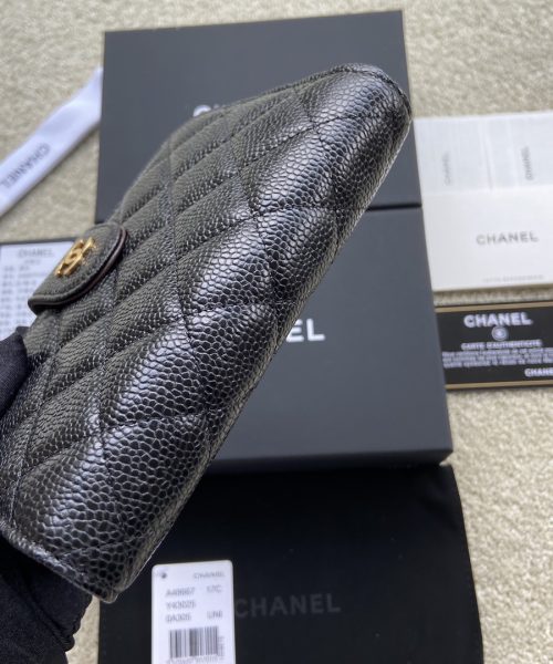 1:1 Replica Chanel CO-CO Flap Wallet 15cm/5.9in Gold Hardware For Women Black