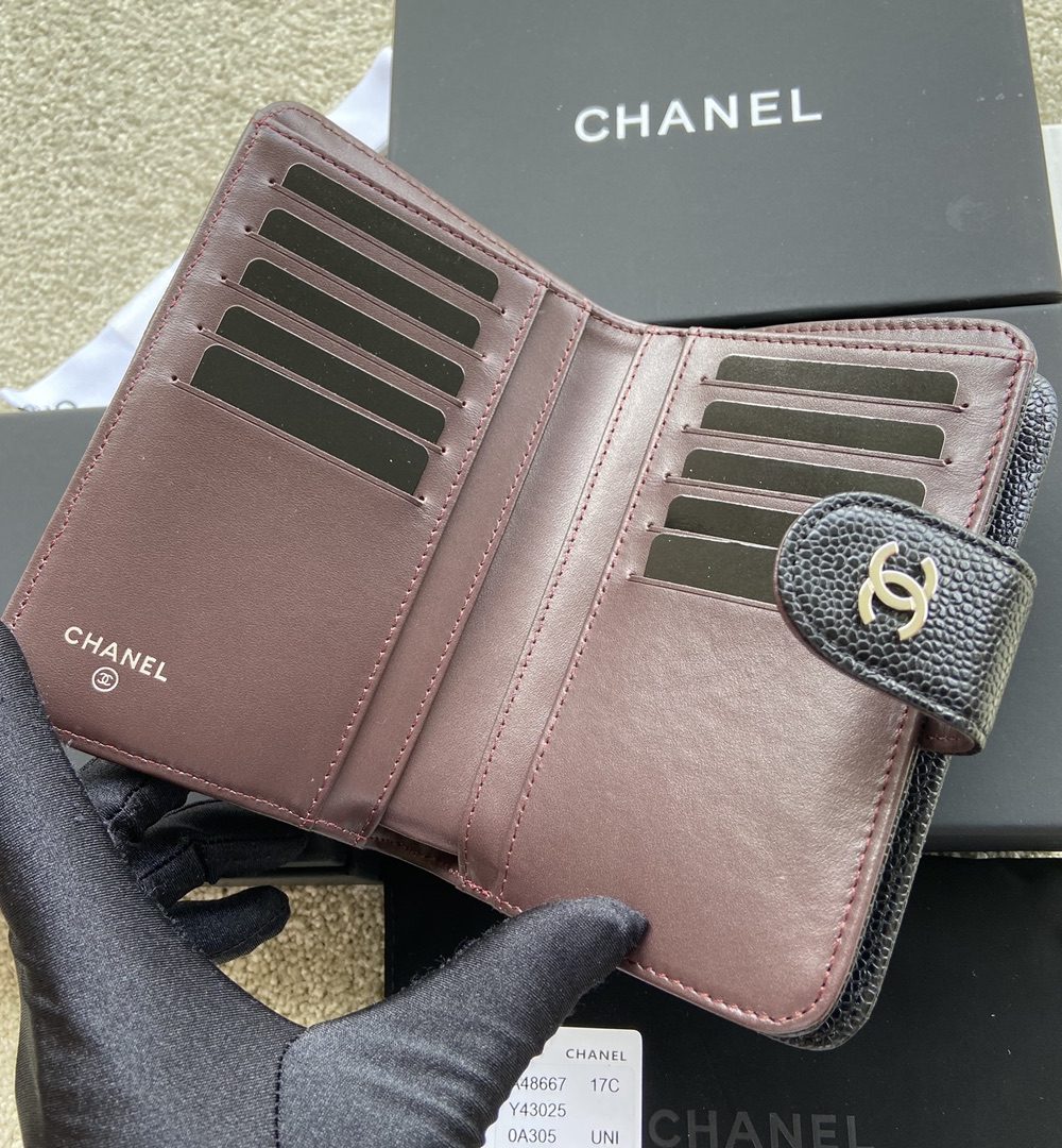 1:1 Replica Chanel CO-CO Flap Wallet 15cm/5.9in Silver Hardware For Women Black 