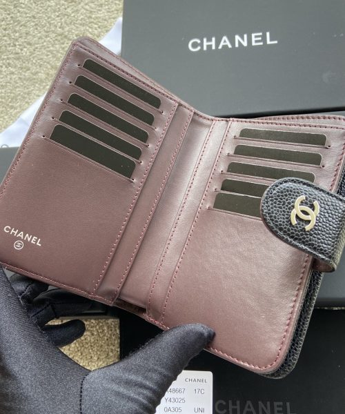 1:1 Replica Chanel CO-CO Flap Wallet 15cm/5.9in Silver Hardware For Women Black 