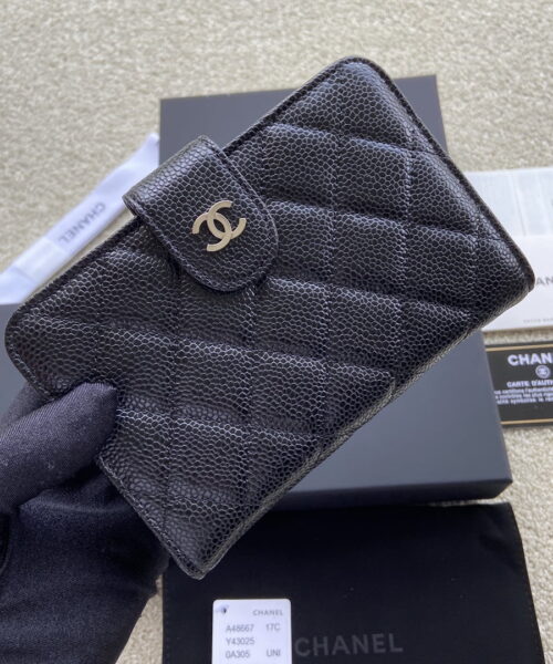 Chanel CO-CO Flap Wallet 15cm/5.9in Silver Hardware For Women Black 