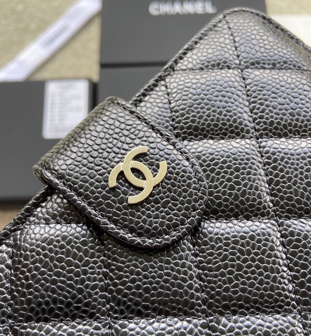 1:1 Replica Chanel CO-CO Flap Wallet 15cm/5.9in Silver Hardware For Women Black 