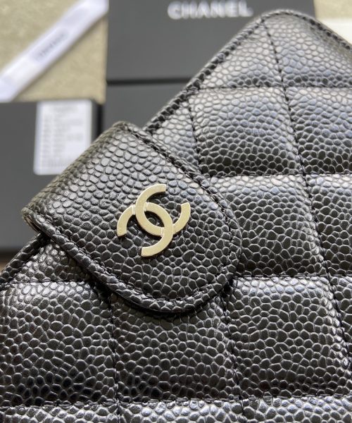 1:1 Replica Chanel CO-CO Flap Wallet 15cm/5.9in Silver Hardware For Women Black 