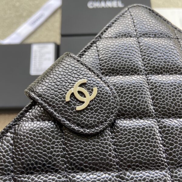Chanel CO-CO Flap Wallet 15cm/5.9in Silver Hardware For Women Black 