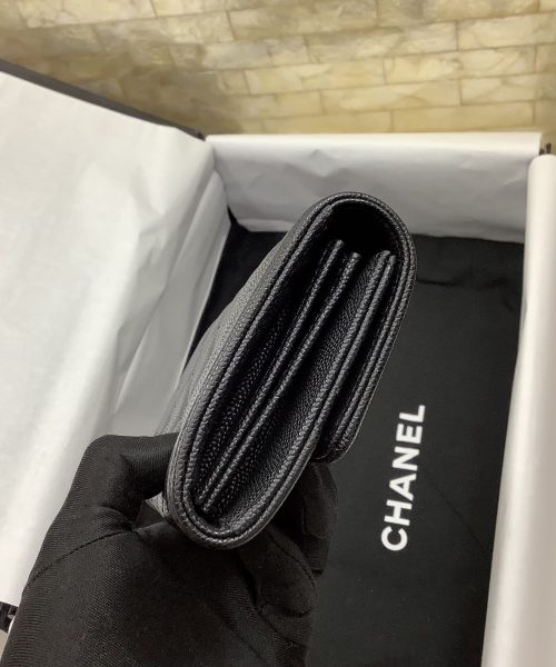 1:1 Replica Chanel CO-CO Long Flap Wallet 19.5cm/7.7in Gold Hardware For Women Black