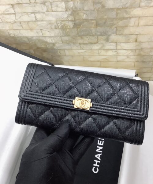 Chanel CO-CO Long Flap Wallet 19.5cm/7.7in Gold Hardware For Women Black