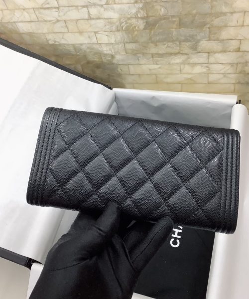 1:1 Replica Chanel CO-CO Long Flap Wallet 19.5cm/7.7in Gold Hardware For Women Black